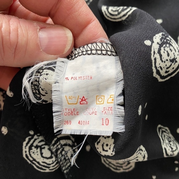 White Stag Women's Black Patterned Long Sleeve Sheer Blouse Size 10 - Picture 8 of 12